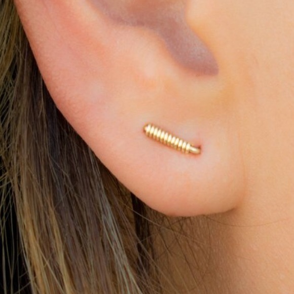 Wire wrapped staple orbital stud earrings for 2 side by side piercings/holes - Picture 3 of 8